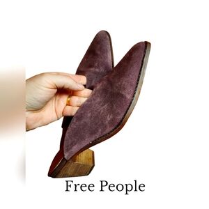Free People Womens Shoe Mule Sz 11 or 41 Suede purple, cranberry color